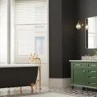 art deco bathroom faux wood blinds