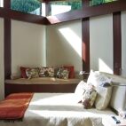 cream blackout shades in bedroom