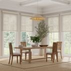 natural woven appearance roller shades in modern cottage style dining room