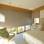 taupe blackout shades in bedroom