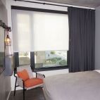 hotel room translucent white shade with black fascia