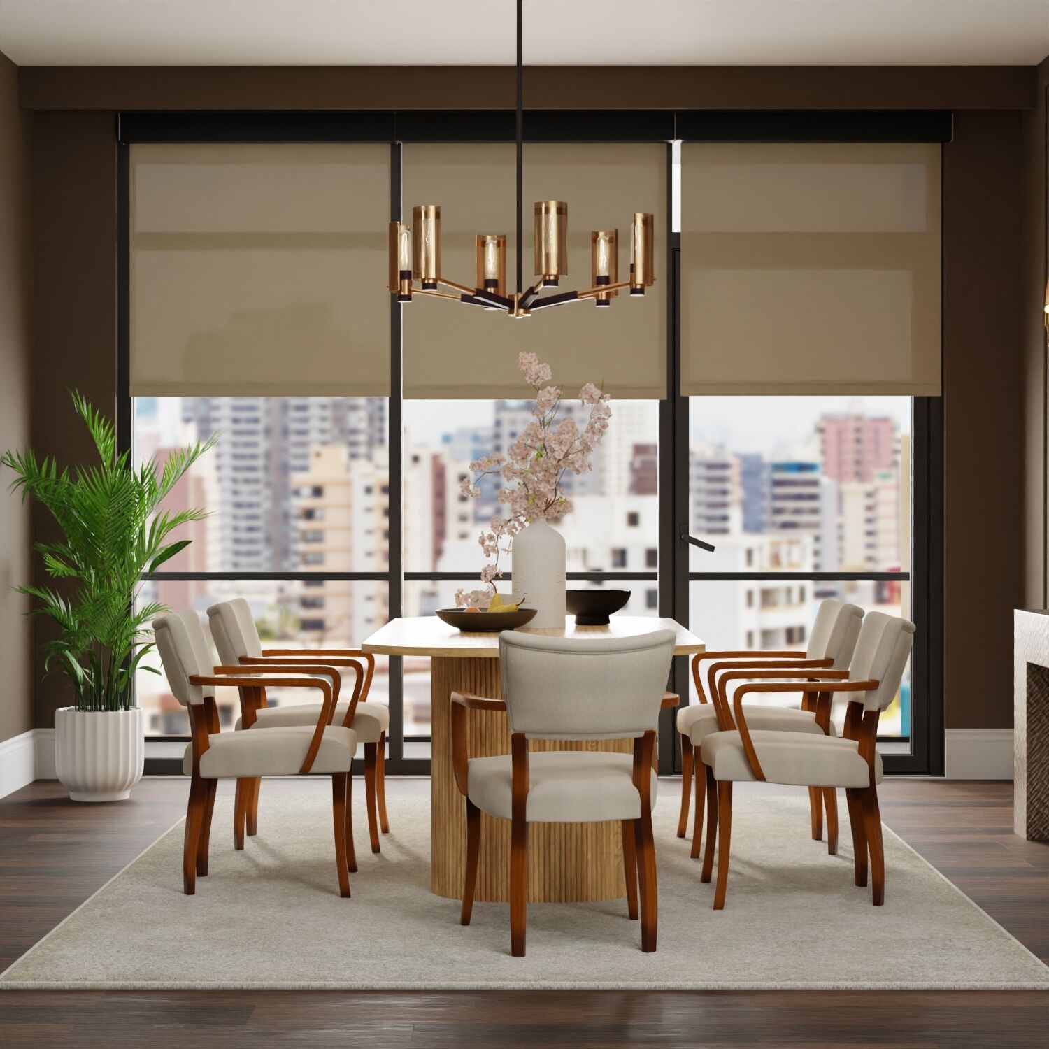 Light Filtering Roller Shades in Dining Room